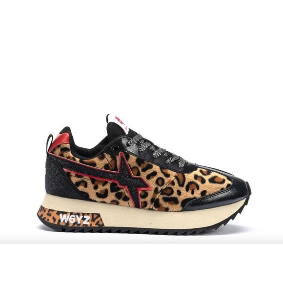 W6YZ Just Say Wizz Leopard Print Platform Running/Leisure Sneakers - RARE DESIGN